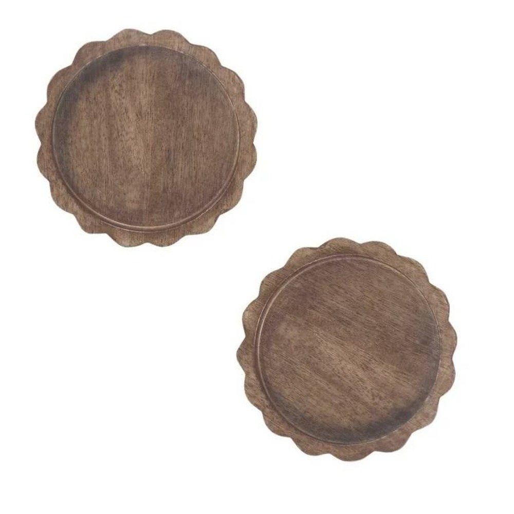 My Texas House Mango Wood Trinket Trays 2pc Set Scalloped Edge,‎ Walmart